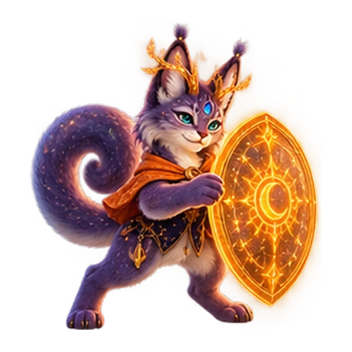 Nyx holds a protective golden constellation shield